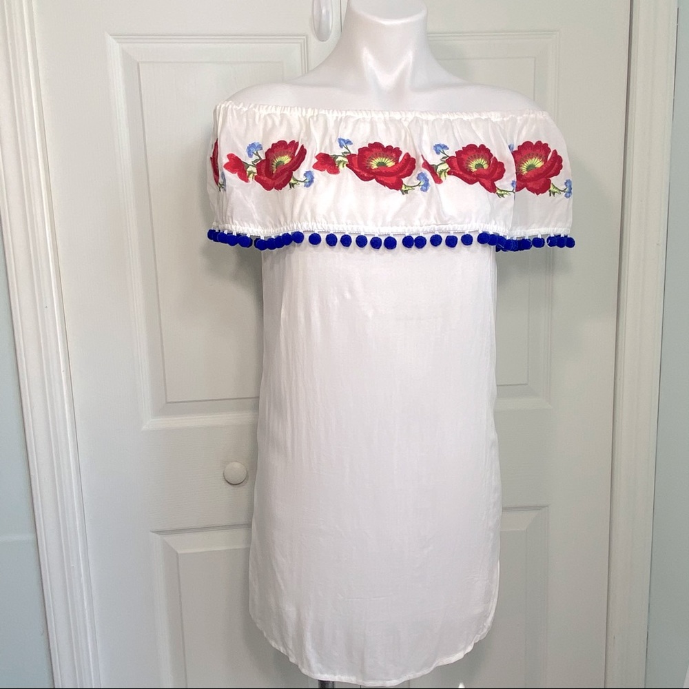 Bleuh Ciel Embroidered Off The Shoulder Dress